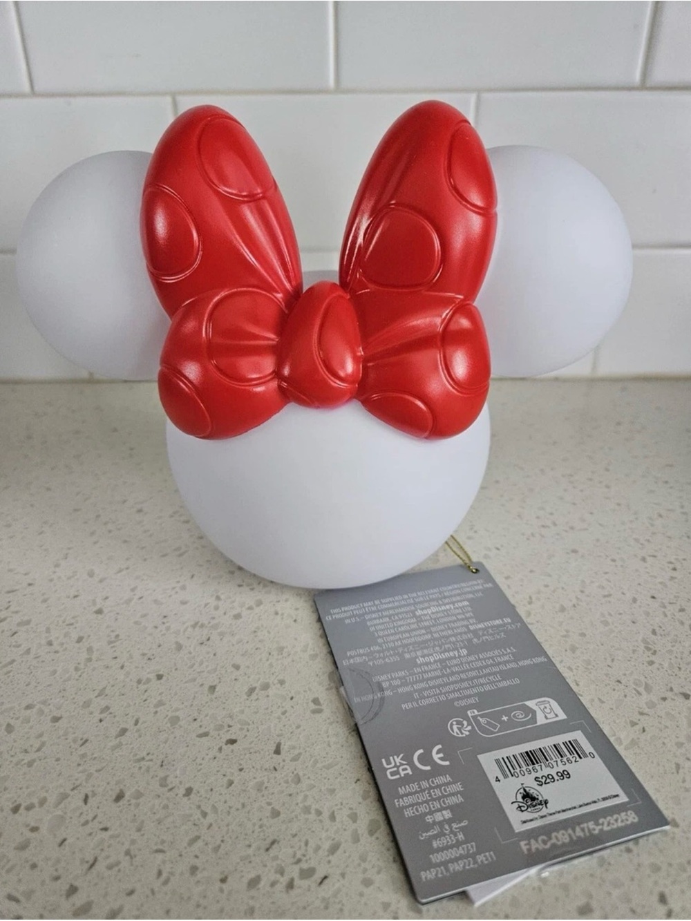 Disney Minnie Mouse 3D Night Light Color Changing Silicone Disney Parks 2024